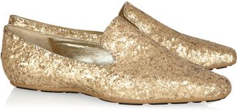 Jimmy Choo Wheel Glitterfinish Leather Loafers - Lyst