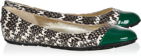 Jimmy Choo Whirl Watersnake and Patentleather Ballet Flats in Animal (taupe) - Lyst