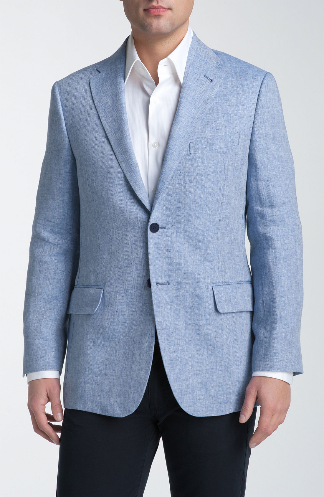 Joseph Abboud Herringbone Linen Sportcoat in Blue for Men (navy