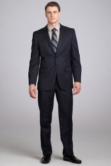 Joseph Abboud Navy Striped Woolsilk Twobutton Suit with Flat Front Pants - Lyst