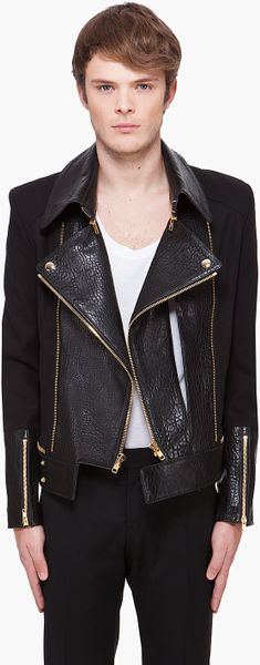 Juun.j Leather Trimmed Biker Jacket - Lyst