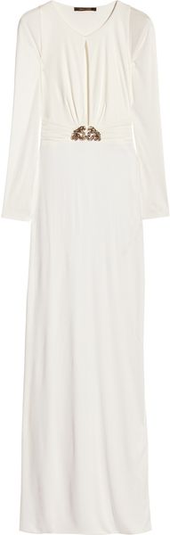 Roberto Cavalli Cutout Embellished Jersey Gown - Lyst