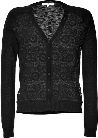 Sandro Black Knit Cropped Cardigan - Lyst