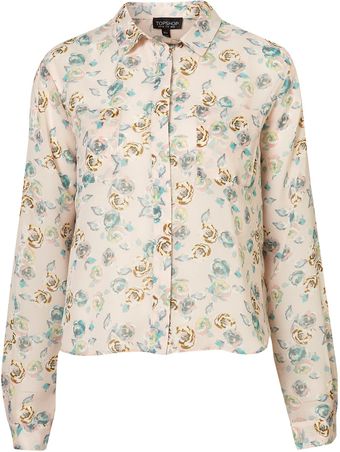 Topshop Rose Print Stephem Shirt - Lyst