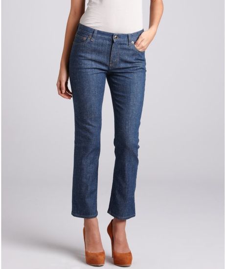 Celine Blue Speckled Stretch Denim Skinny Jeans in Blue - Lyst