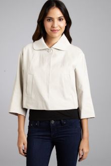 Chloé Stone Cotton Blend Cropped Swing Jacket - Lyst