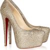 Christian Louboutin Daffodile 160 Crystalembellished Suede Pumps in Gold (silver) - Lyst