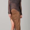 Helmut Lang Drawstring Asymmetrical Skirt in Brown - Lyst