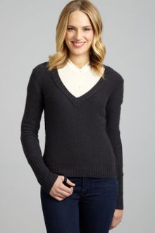 Inhabit Night Cashmere Insideout Seam V-neck Sweater - Lyst