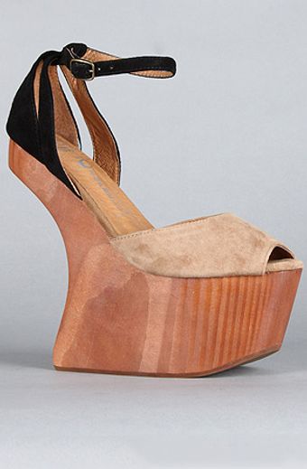 Jeffrey Campbell The Str8up Shoe in Nude and Black Suede - Lyst