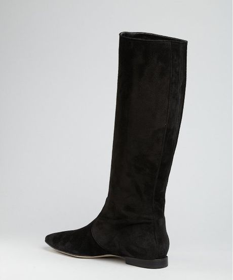 black suede flat boots