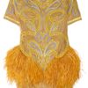 Matthew Williamson Embroidered Feathertrimmed Silkorganza Dress in Yellow - Lyst