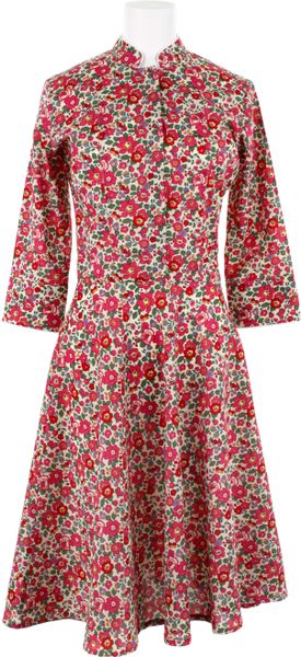Olympia Le-tan Cotton Waisted Dress in Blue - Lyst