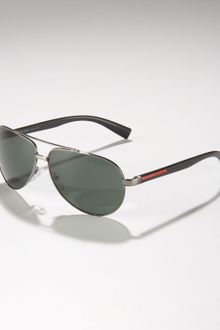 Prada Metal Aviator Sunglasses - Lyst