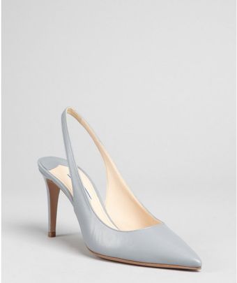  Periwinkle Leather Point Toe Slingback Pumps 