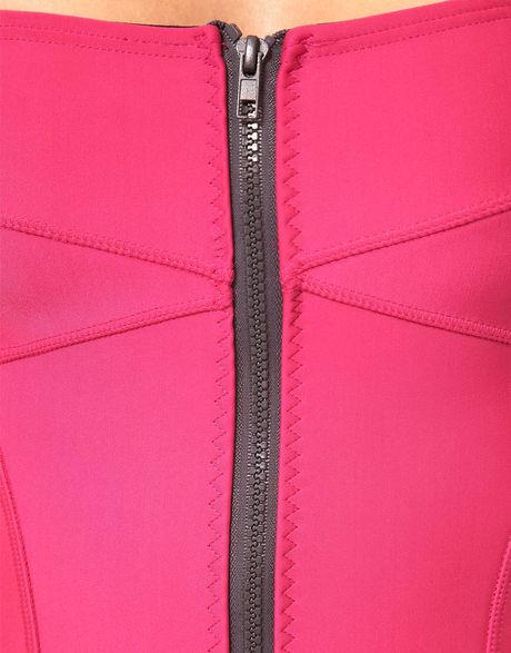 asos-swimwear-pinkgrey-asos-contrast-zip-front-scuba-bandeau-suit ...