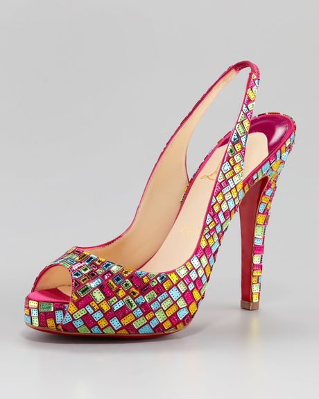 Christian Louboutin No Prive Mosaic Slingback Pump Pink in Multicolor (pink multi) - Lyst