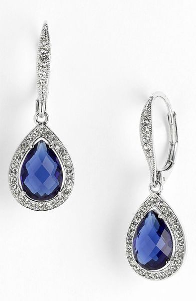 Nadri Pear Drop Boxed Earrings in Blue (sapphire/ silver) - Lyst