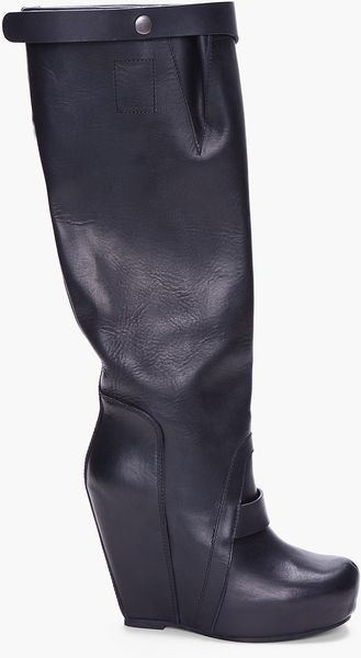Rick Owens Black Leather Tura Boot - Lyst