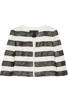 Jay Ahr Striped Openknit and Silkchiffon Jacket - Lyst