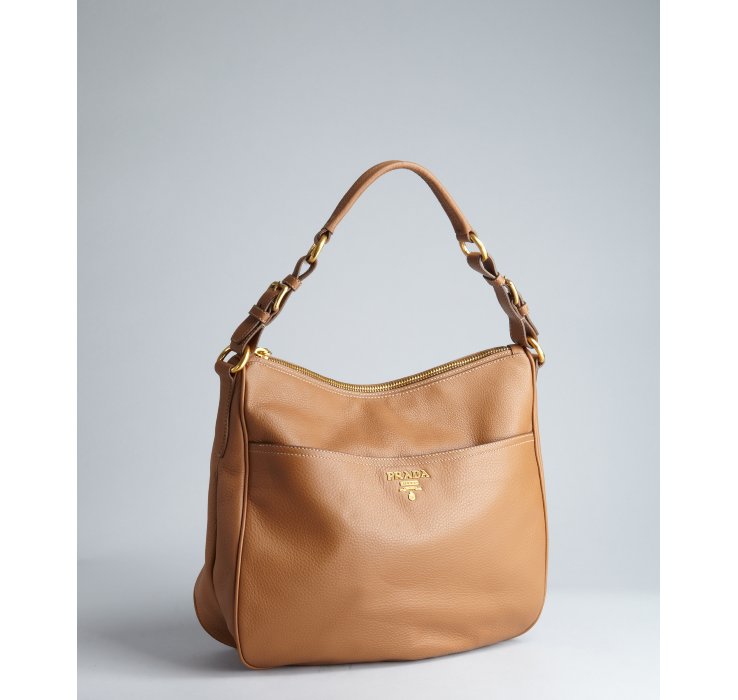 Prada Tan Leather Buckle Strap Shoulder Bag in Brown (tan) Lyst