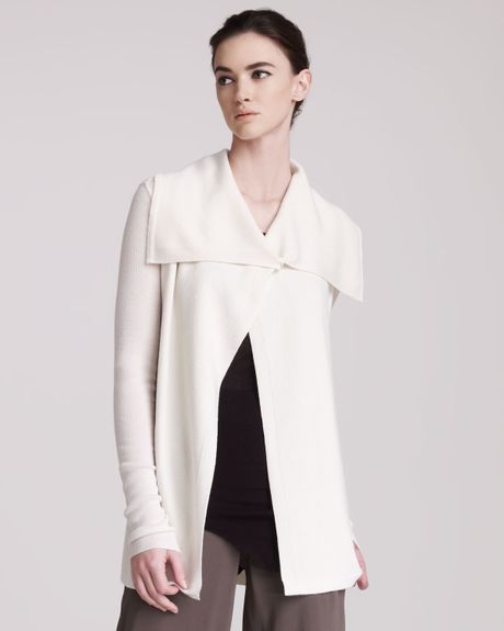 Rick Owens Snap Front Cashmere Cardigan in White (ivory) - Lyst