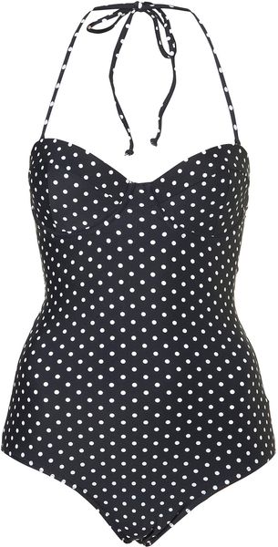 Topshop Tall Polka Dot Swimsuit - Lyst