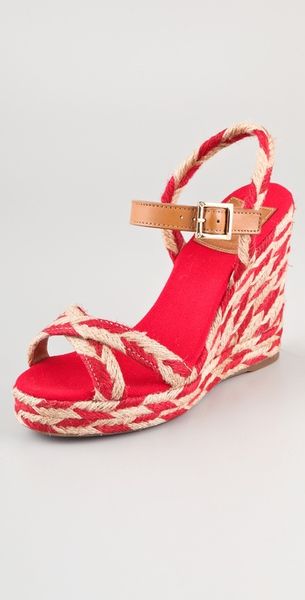 Tory Burch Espadrilles Camelia Wedge in Red - Lyst