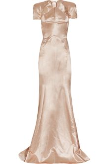 Zac Posen Pleated Satin Gown - Lyst