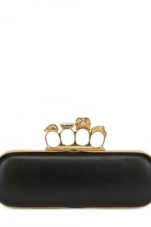 Alexander McQueen Skull Knuckle Box Leather Clutch - Lyst