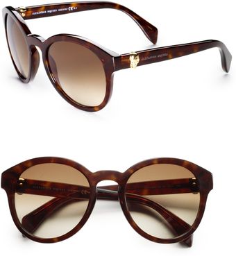 Alexander McQueen Skull Accented Round Plastic Sunglasses - Lyst
