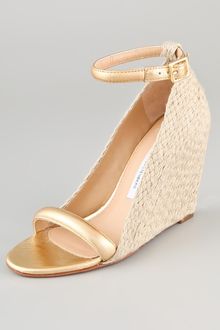 Diane Von Furstenberg Tchad Metallic Wedge Sandals - Lyst