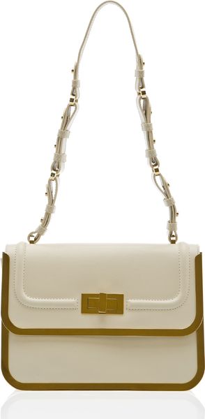Elie Saab Structured Leather Bag in Beige (black) - Lyst