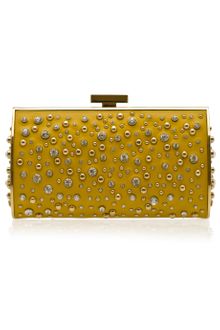 Elie Saab Structured Leather and Crystal Clutch - Lyst