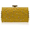 Elie Saab Structured Leather and Crystal Clutch in Gold - Lyst