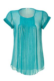 L'Agence Lagoon Cap Sleeve Pleated Silk Top - Lyst