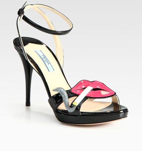 prada lip sandals patent platform leather