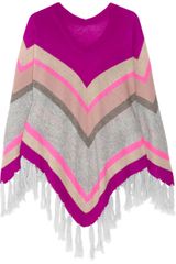 Rebecca Taylor Striped Tasseled Cashmereblend Poncho