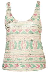 Topshop Multicoloured Foil Aztec Crop