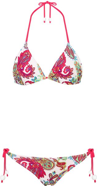 Topshop White Paisley Triangle Bikini in Purple (white) - Lyst