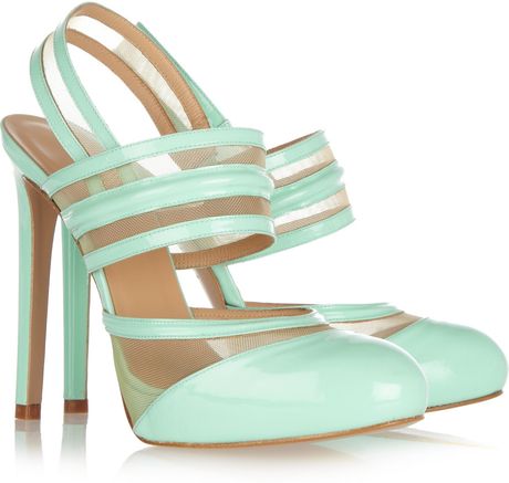 Versus Patentleather and Mesh Pumps in Green (mint) - Lyst