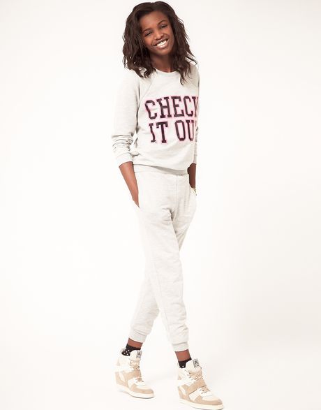 Asos Collection Asos Jumpsuit with Check It Out Print in Gray (grey) - Lyst