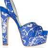 Brian Atwood Manhattan Printed Twill Slingback Sandals in Blue - Lyst