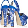Brian Atwood Manhattan Printed Twill Slingback Sandals in Blue - Lyst
