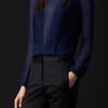 Burberry Prorsum Pleat Detail Silk Top in Blue (deep indigo) - Lyst