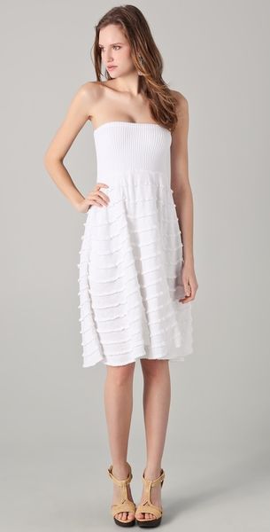 Catherine Malandrino Tiered Knit Dress Skirt in White - Lyst
