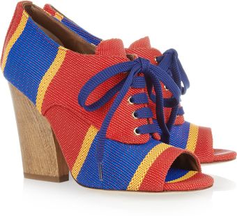Dolce & Gabbana Woven Laceup Peeptoe Sandals - Lyst
