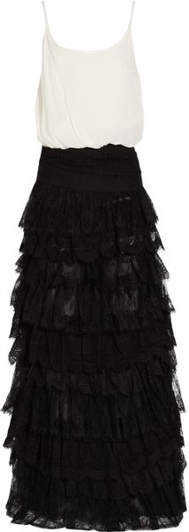 Jay Ahr Two Tone Crepe and Lace Maxi Dress in Black (white) - Lyst