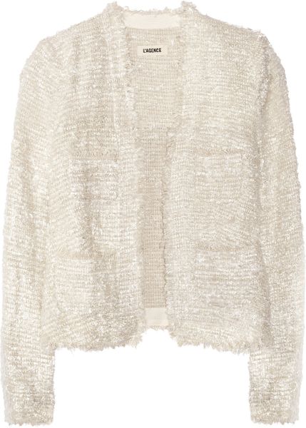 L'agence Bouclé Tweed Jacket in Beige (natural) - Lyst