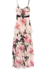 Moschino Cheap & Chic Floral Print Silk Chiffon Gown